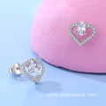 Classic 925 Silver Heart Bling Stud Earrings Hearts